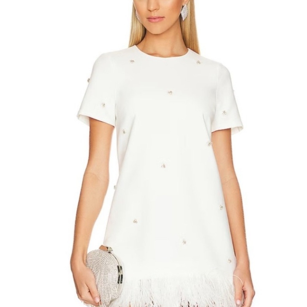 Zara White Faux Suede Mini Dress with Rhinestone Accents, Womens size XS